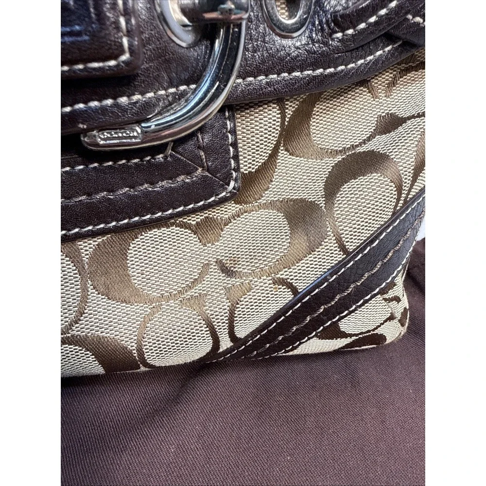 Vintage Y2K Coach Soho 5089 Signature Canvas Braided Leather Satchel Tote Brown